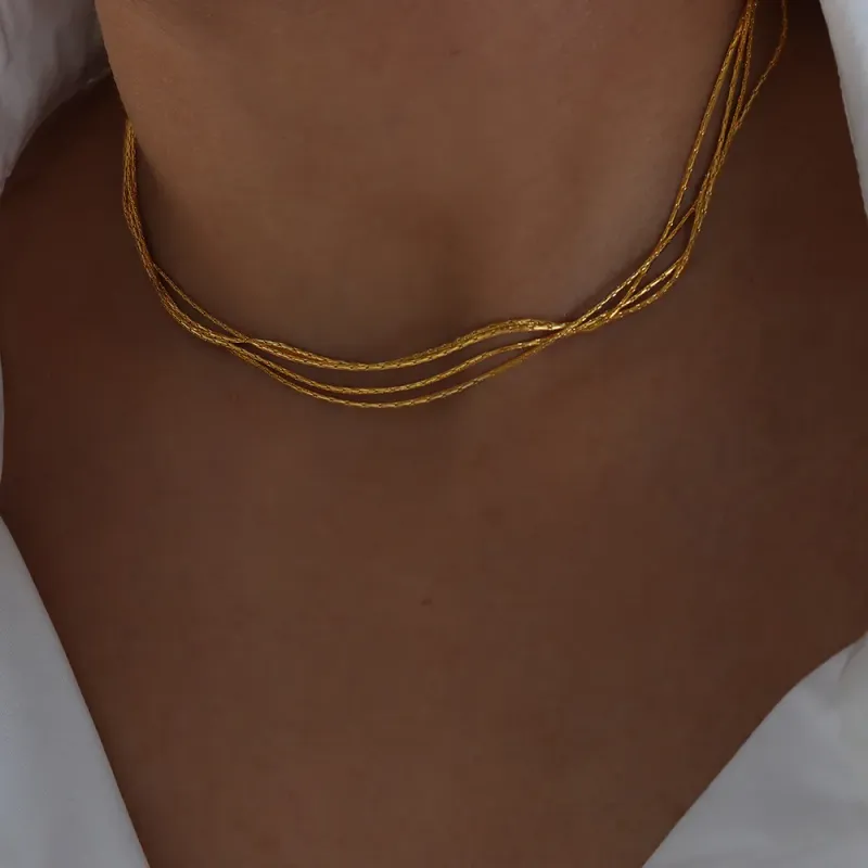 18k Gold Plated Multi-Layer Choker Necklace 1