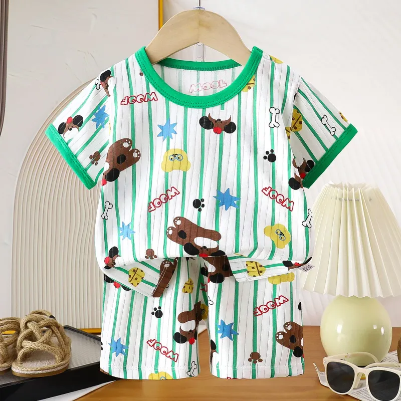 2PCS Kids Summer Cotton T-Shirt & Shorts Set 2