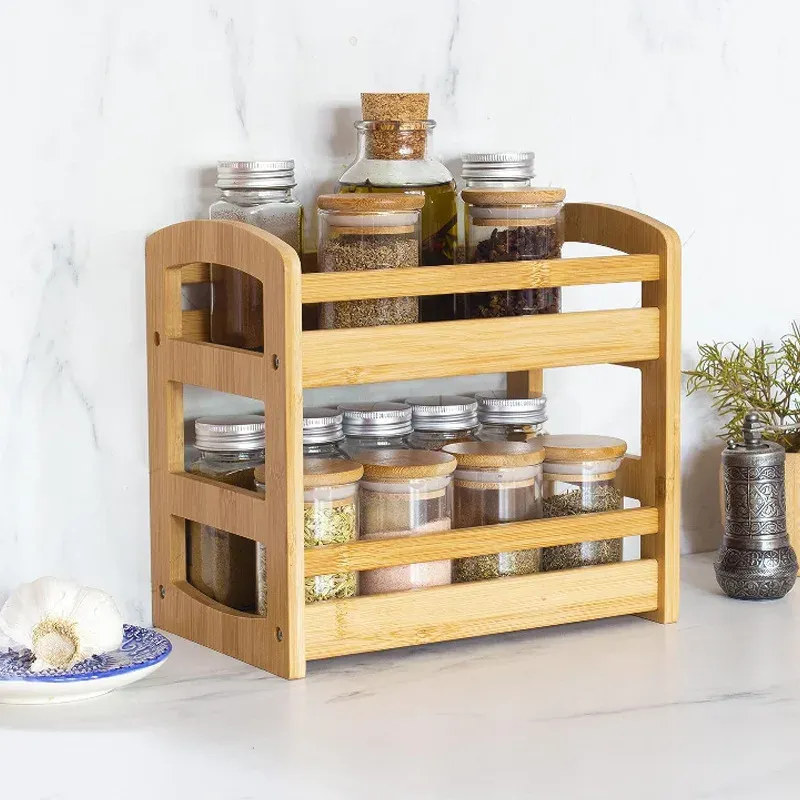 2-Tier Bamboo Spice Rack Organizer 2