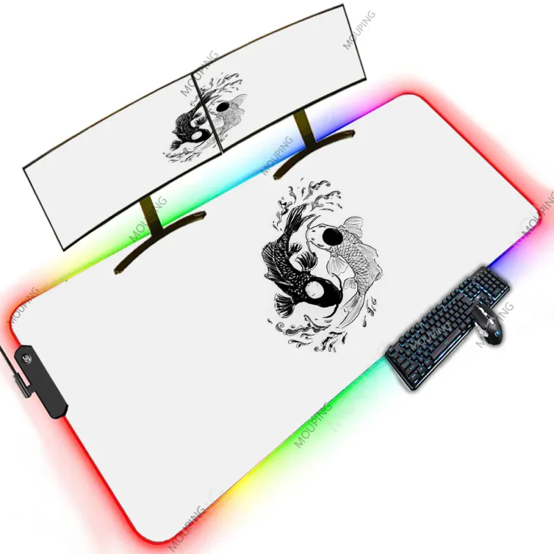 White XXL RGB Gaming Desk Mat 5