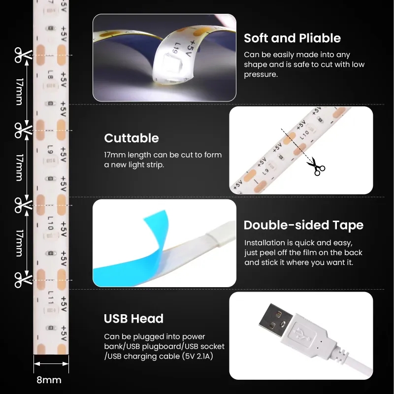 5V USB LED Strip Touch Dimmer 4
