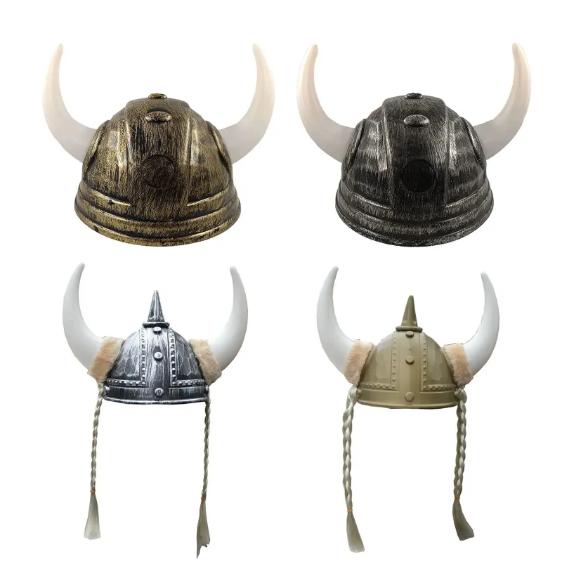 Viking Horn Hat with Braids Cosplay Helmet 2