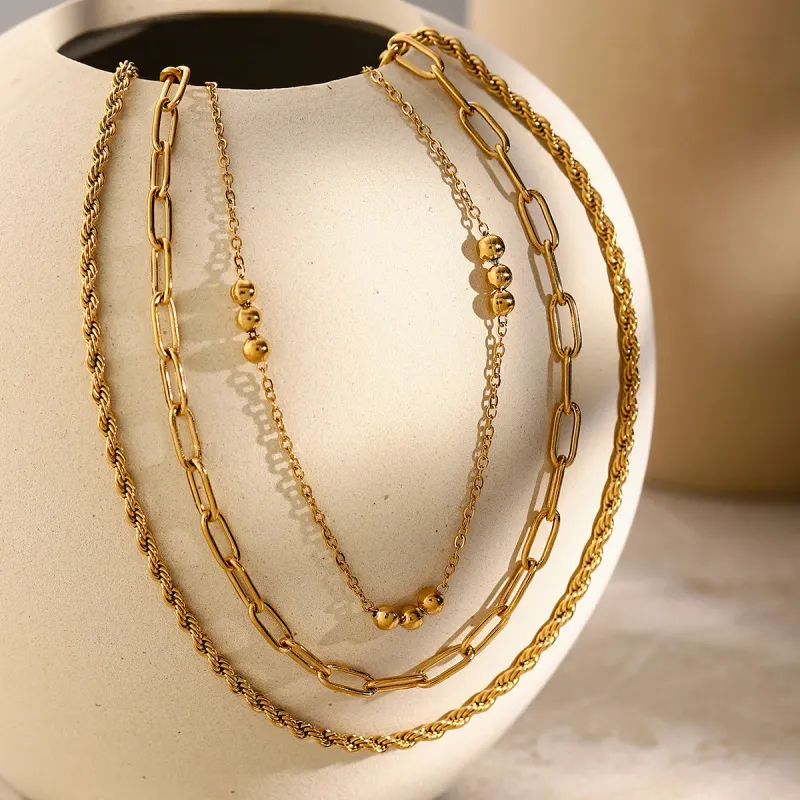 18K Gold Plated Layered Chain Necklace 6