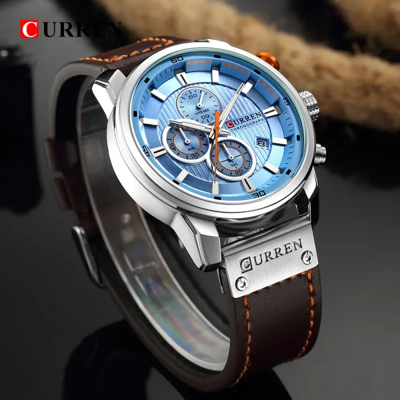 CURREN 8291 Men's Chronograph Leather Watch 5