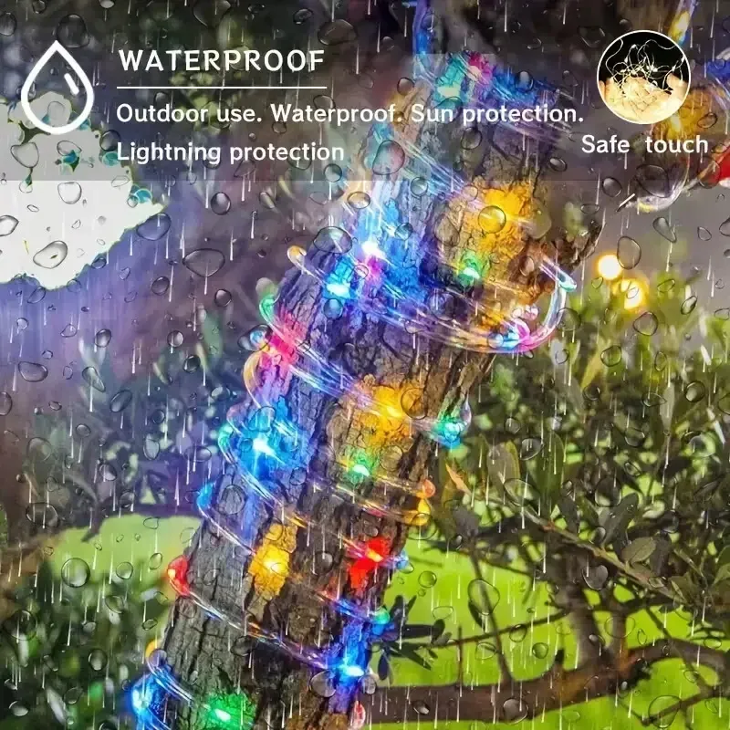 33FT Solar Rope Lights - 100 LED Outdoor String 5