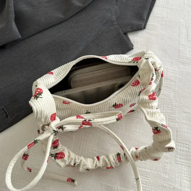 Strawberry Print Corduroy Mini Tote 5
