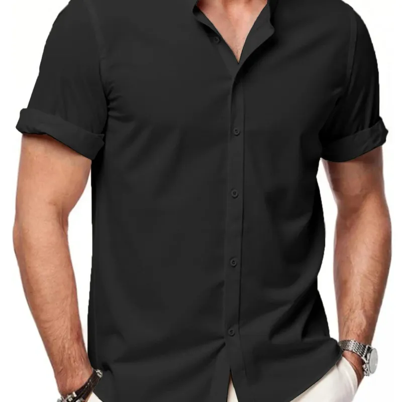 Men's Linen Stand Collar Summer Shirt 6