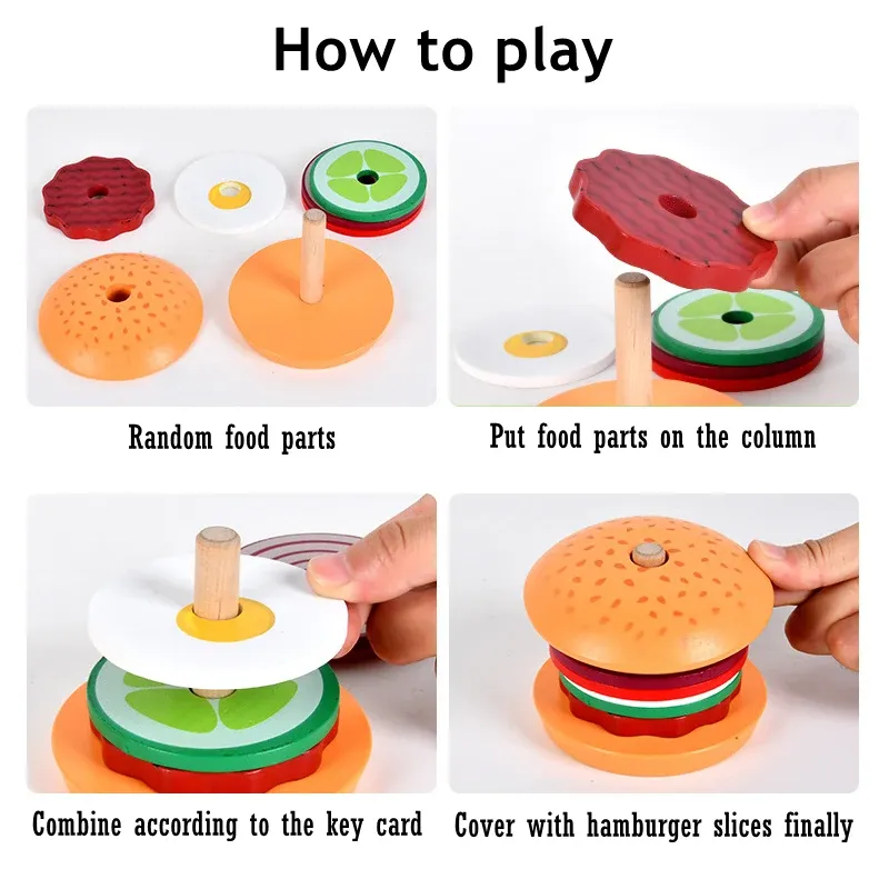 Wooden Hamburg Sandwich Stacking Toy 4
