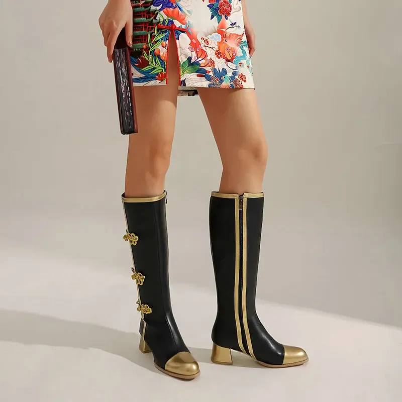 Knee High Cosplay Boots with Chinese Knot 4