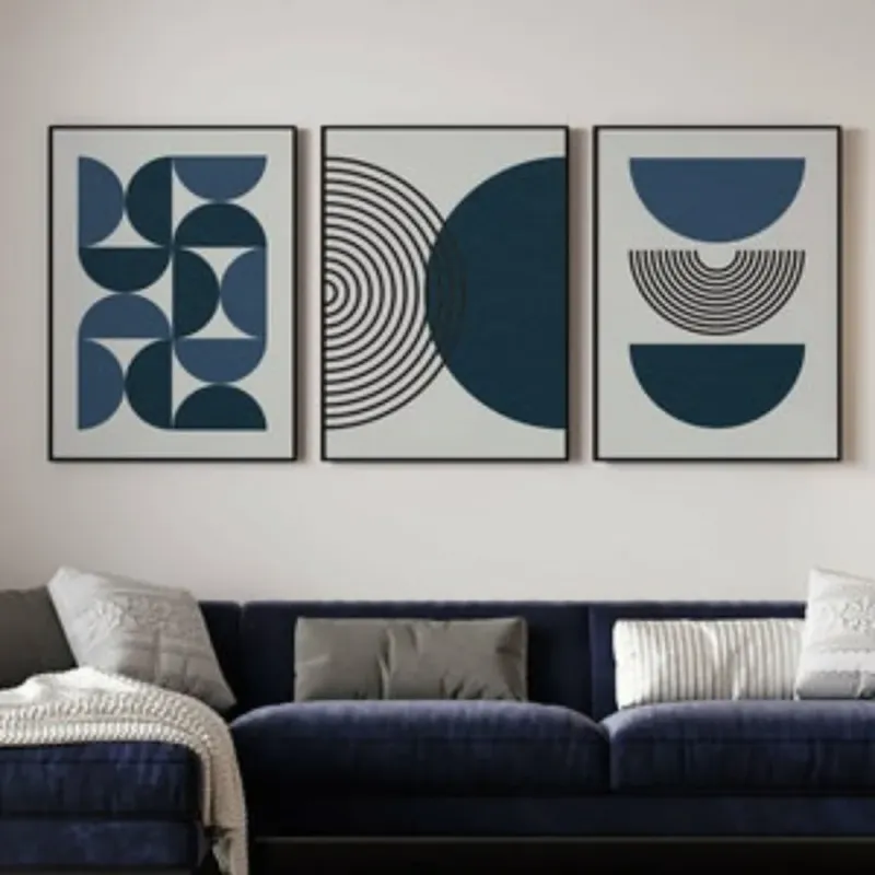 Navy Blue Botanical Wall Art Set of 3 2
