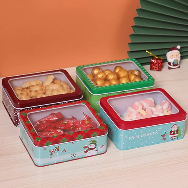 Christmas Window Tin Cookie Box 3