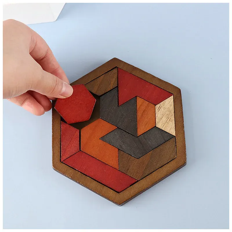 Hexagonal Wooden Brain Teaser Puzzle 1