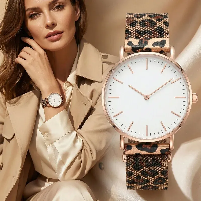 Leopard Print Mesh Watch for Women 3