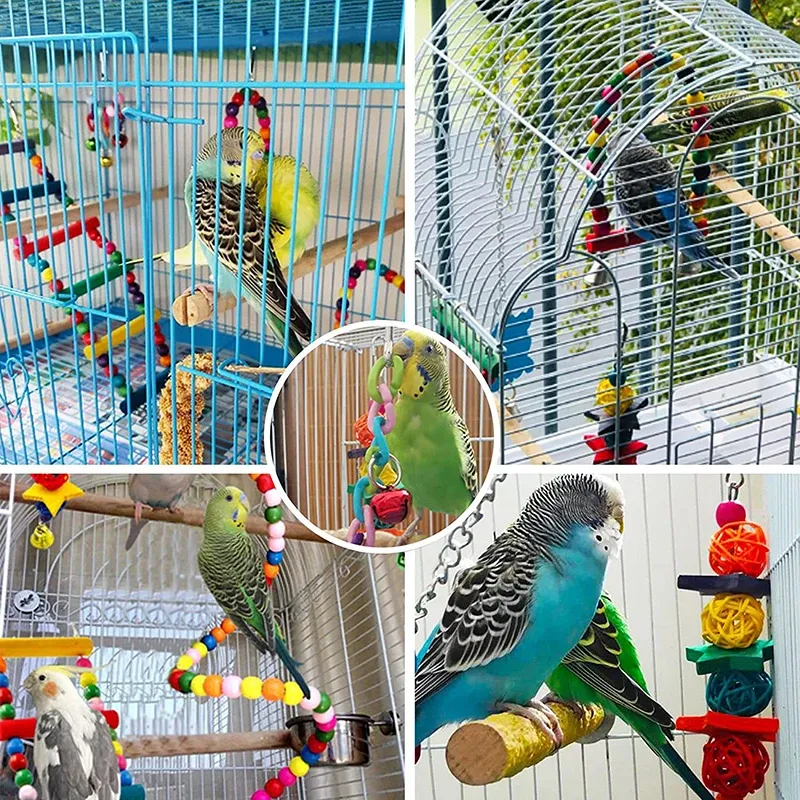 7pcs Wood Parrot Toys Set 6