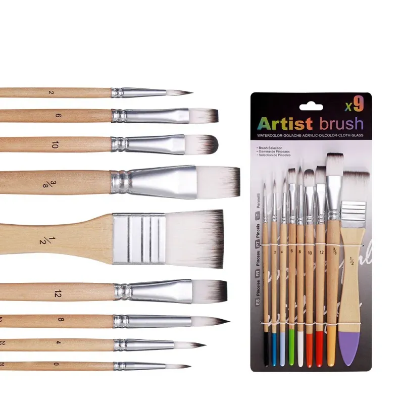 9-Pc Nylon Hair Brush Art Set 6
