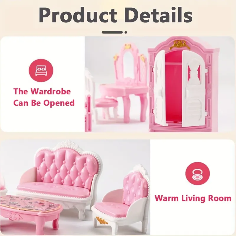 Pink Mini Dollhouse Furniture Set 4
