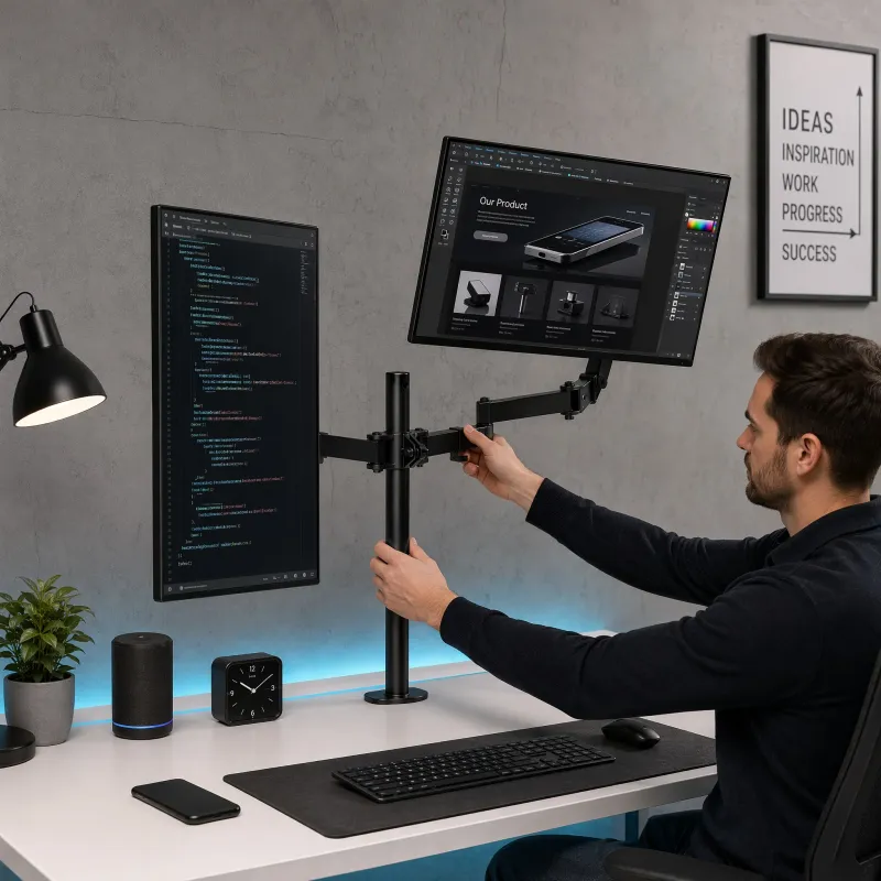 Dual Monitor Stand Adjustable Desk Mount 3
