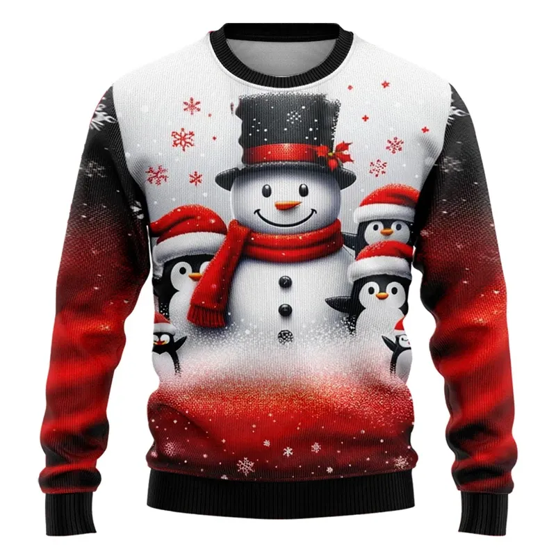 3D Snowman Santa Ugly Christmas Sweater 3