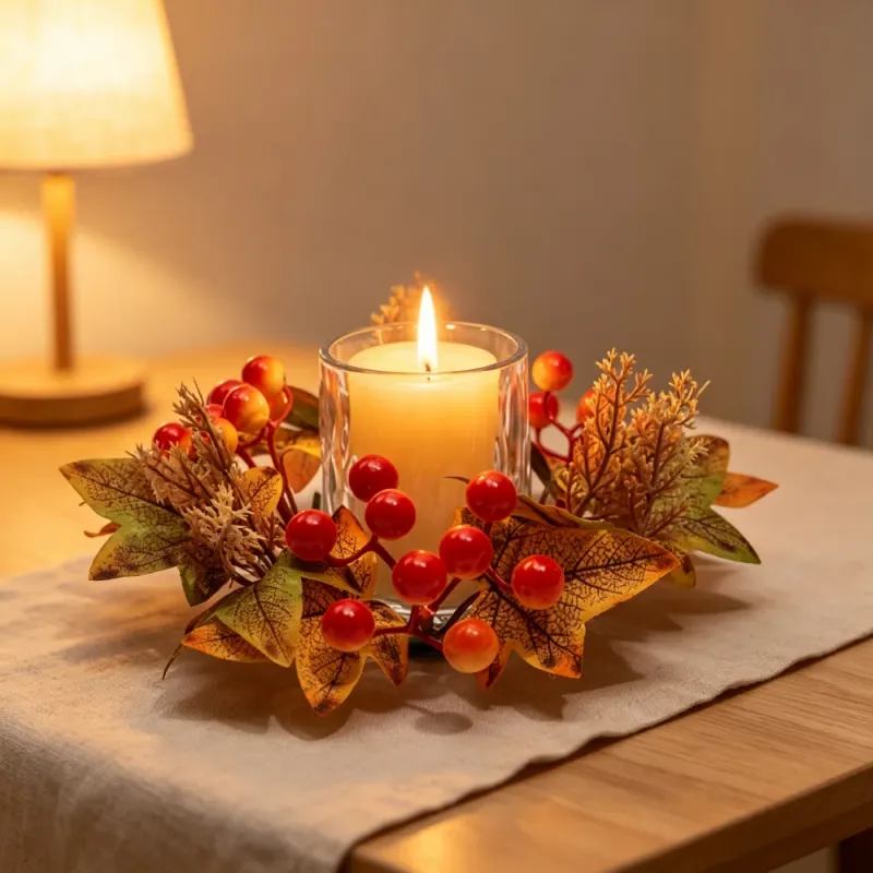 Mini Fall Candle Wreath Set of 2 1