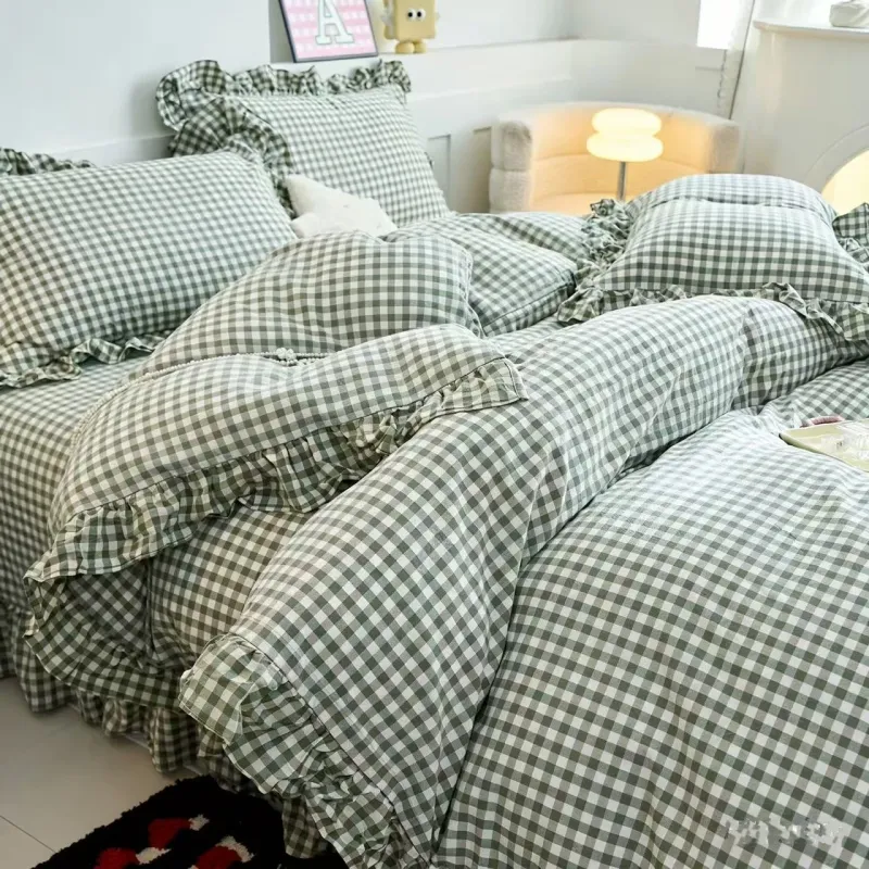 Camel Plaid Duvet Cover Set 3-Piece 2