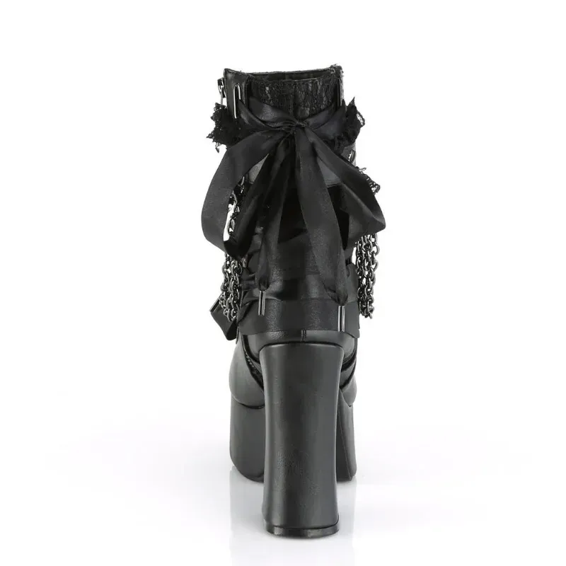 Gothic Chain Lace-Up Ankle Boots 6