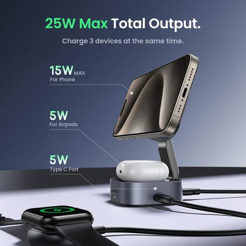 UGREEN 25W Magnetic Wireless Charger Stand 2
