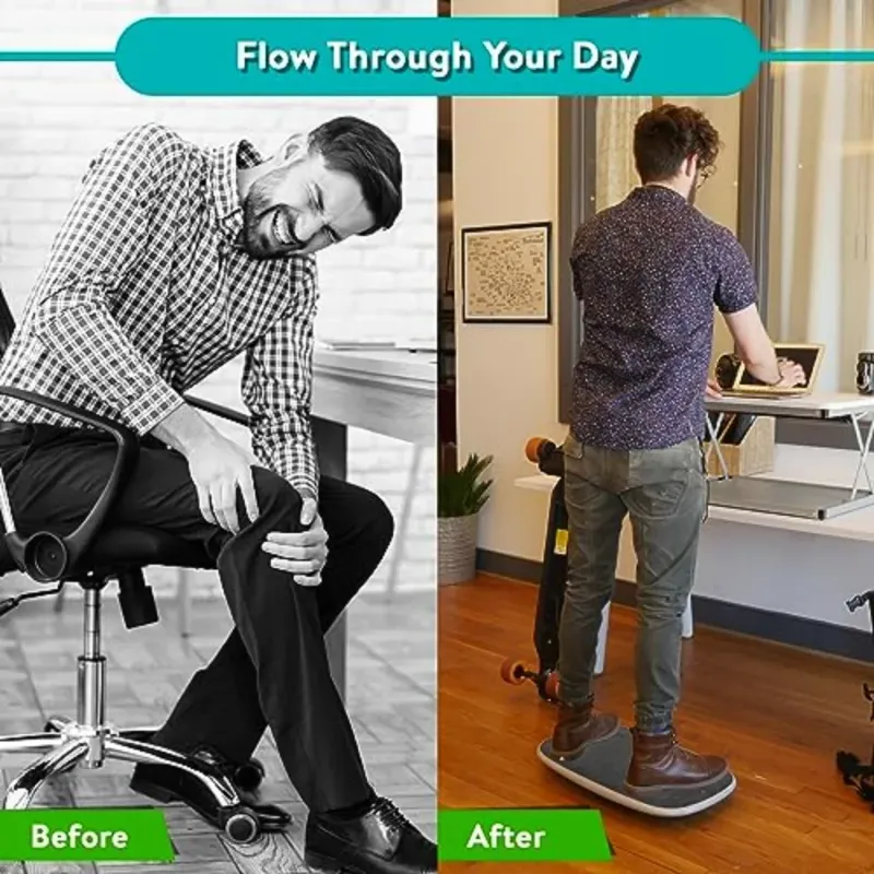 Gray Standing Desk Balance Board with Anti-Fatigue Mat 5