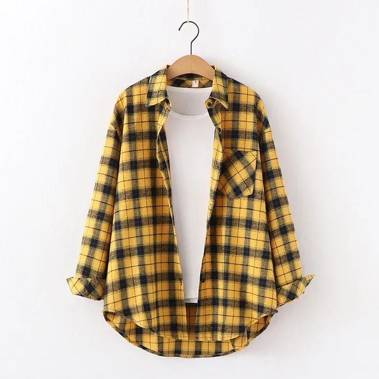 Women's Cotton Flannel Plaid Shirt 5