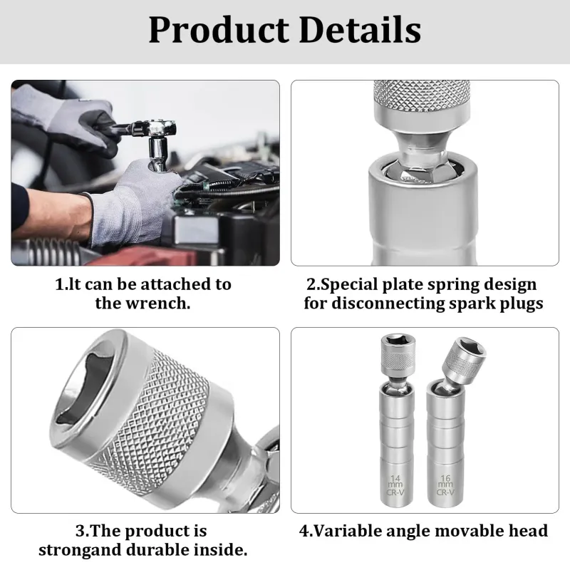 14mm/16mm Flexible Magnetic Spark Plug Wrench Set 3