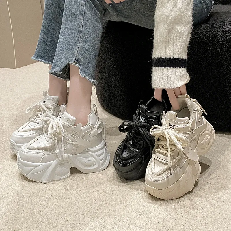 Women's Chunky Platform Sneakers - 9.5CM Sole 6