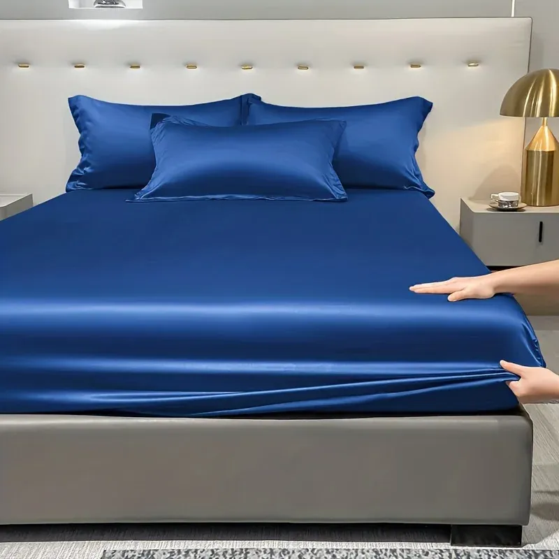 Satin Solid Color Fitted Sheet 4