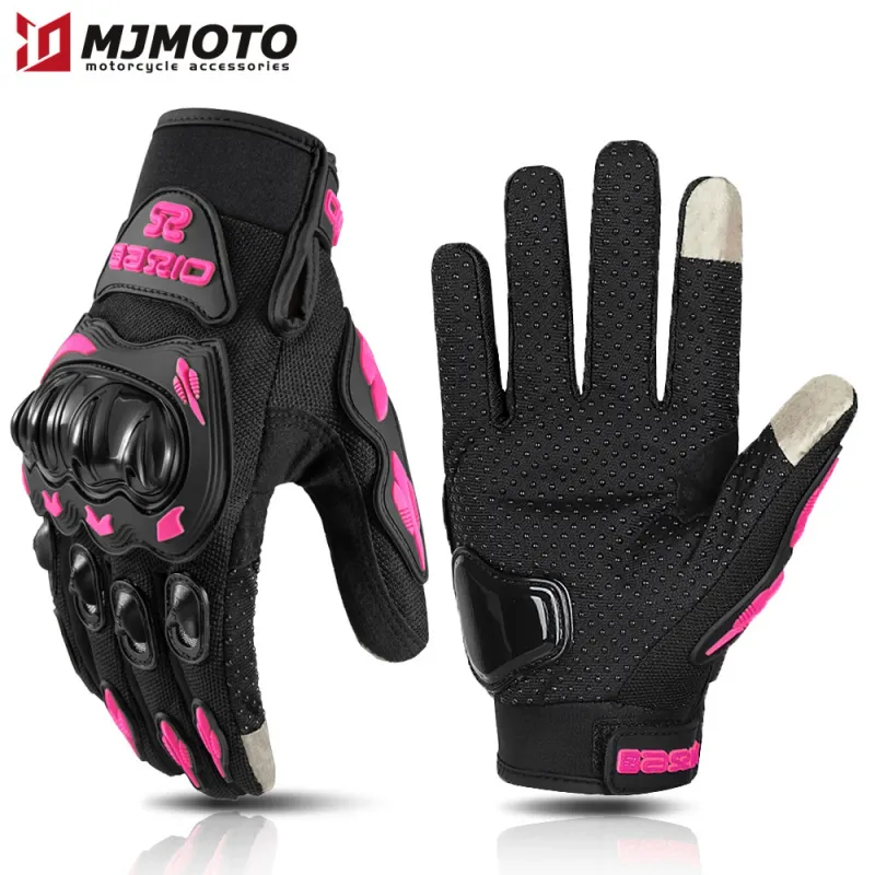 Women's Pink Motorcycle Riding Gloves 1