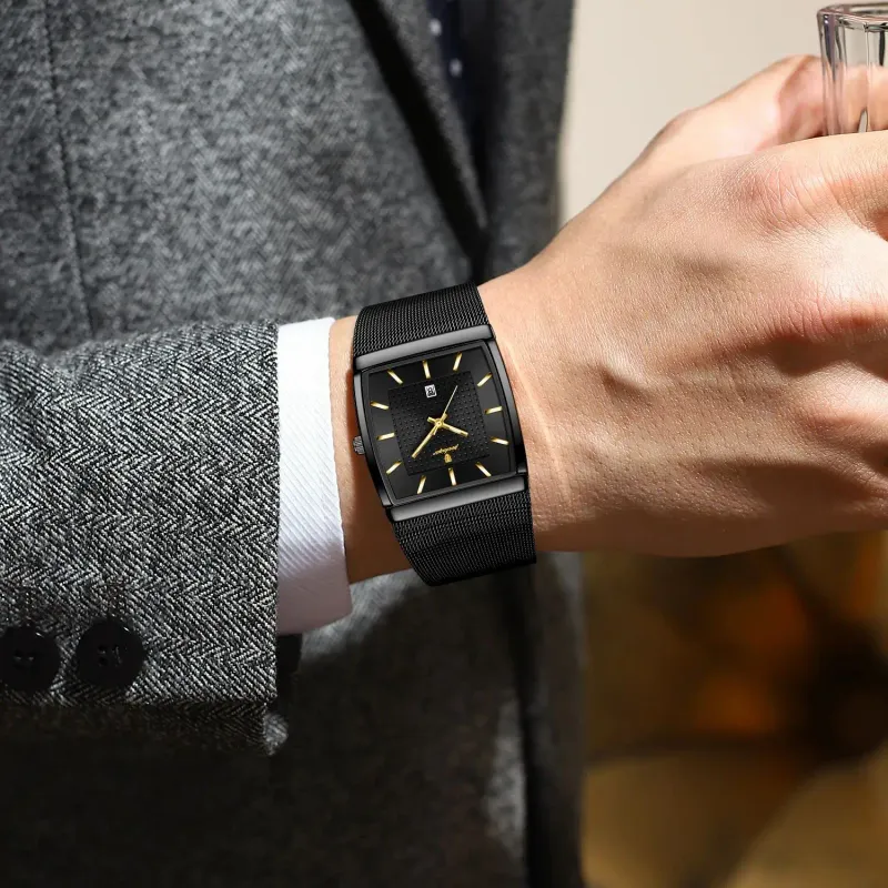 POEDAGAR Luxury Stainless Steel Mesh Watch 6
