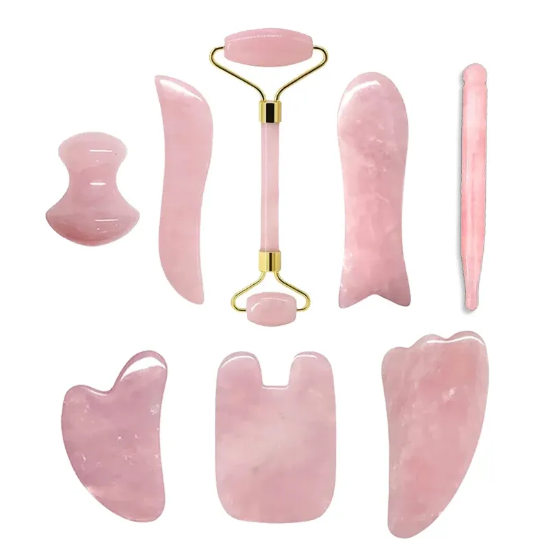 Rose Quartz Jade Roller & Gua Sha Set 1