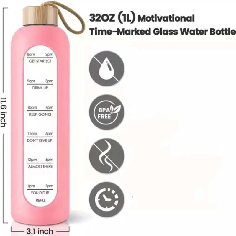 32oz Time-Marked Glass Water Bottle 5