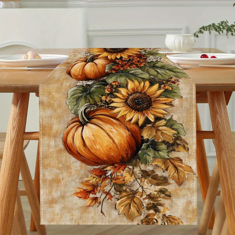 Autumn Pumpkin Sunflower Table Runner 1