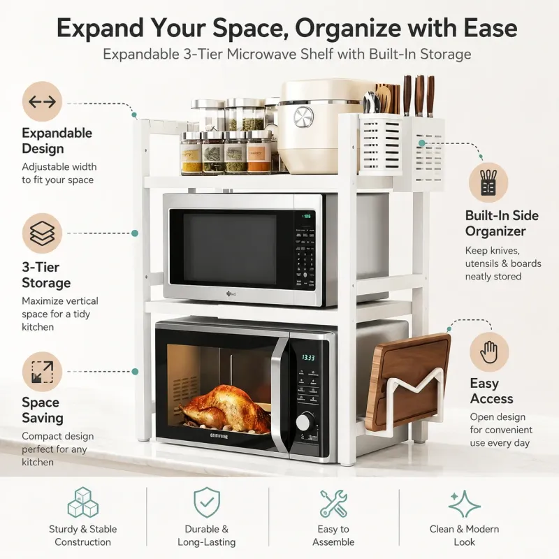 Expandable Microwave Shelf Organizer 5