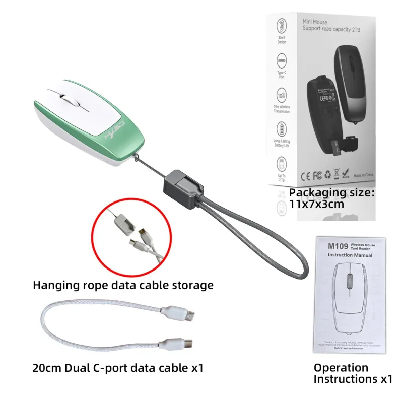 Bluetooth 5.1 Wireless Mini Mouse with TF Card Reader 6