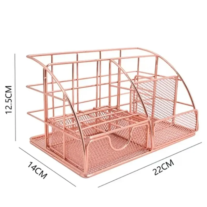 Rose Gold Mesh Desk Organizer 3