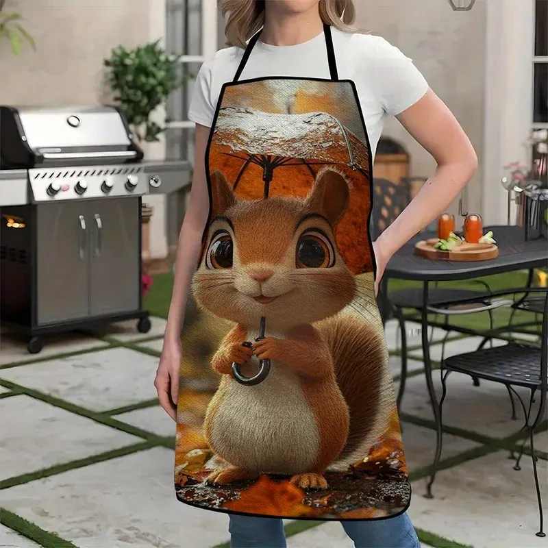 Squirrel Orange Umbrella Cooking Apron 5