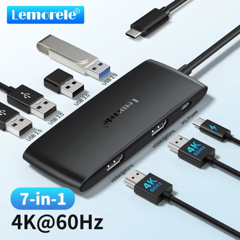 7-in-1 USB-C Dock Dual HDMI 4K 1