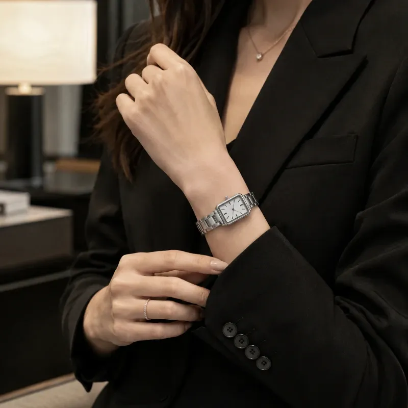 Silver Rectangle Quartz Bracelet Watch 3
