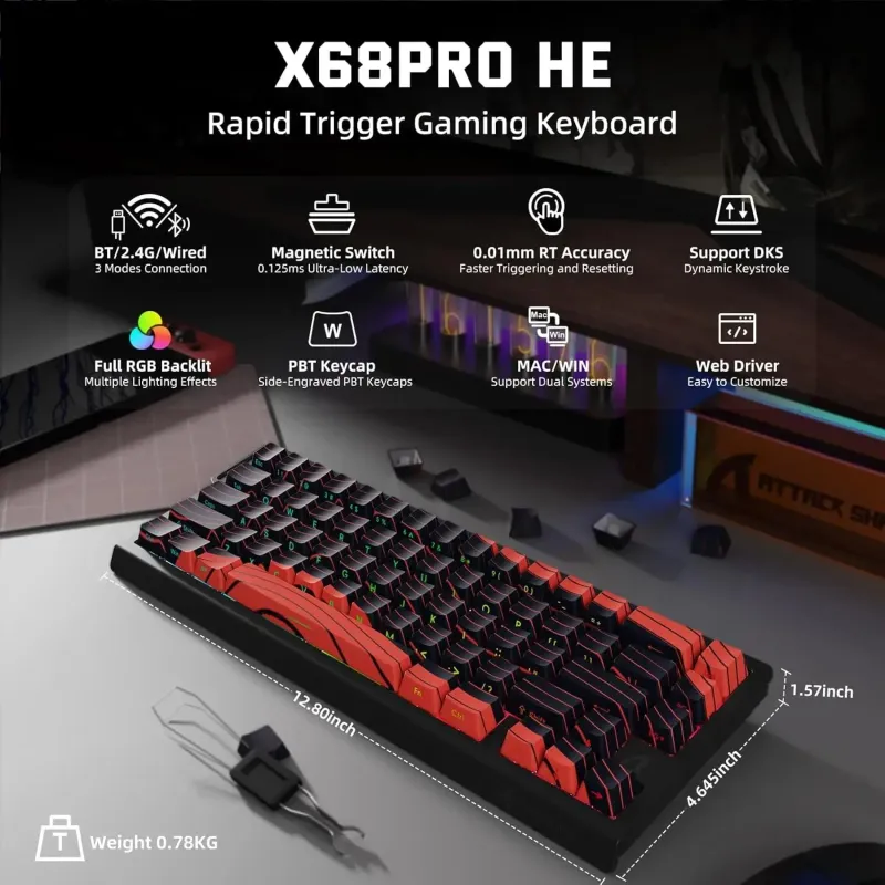 ATTACK SHARK X68 PRO HE Wireless Keyboard 1