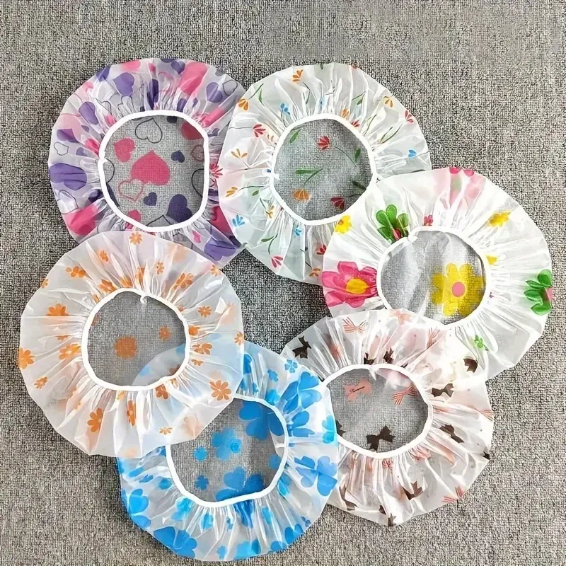 4-Pack Printed Waterproof Shower Caps 1