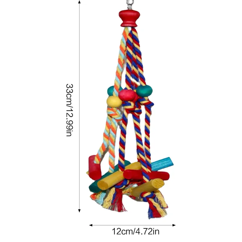 Wooden Rope Bird Chewing Climbing Toy 6