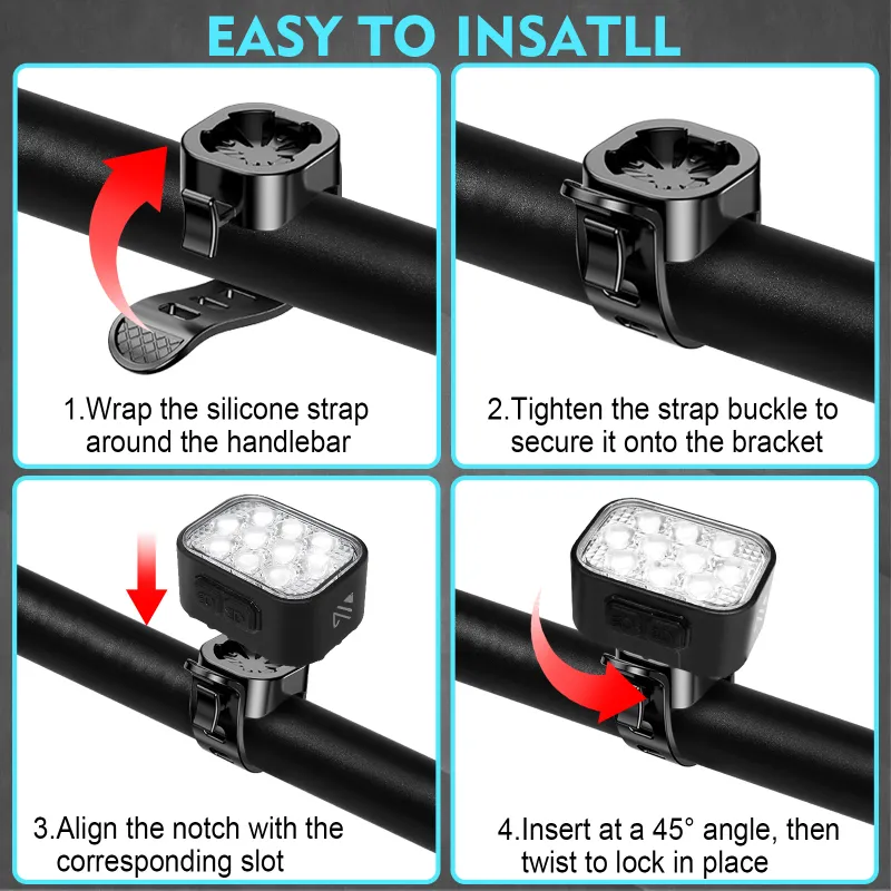 BUCKLOS USB Bike Light Set 6