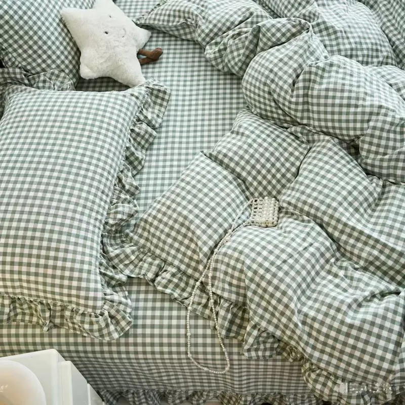Camel Plaid Duvet Cover Set 3-Piece 5
