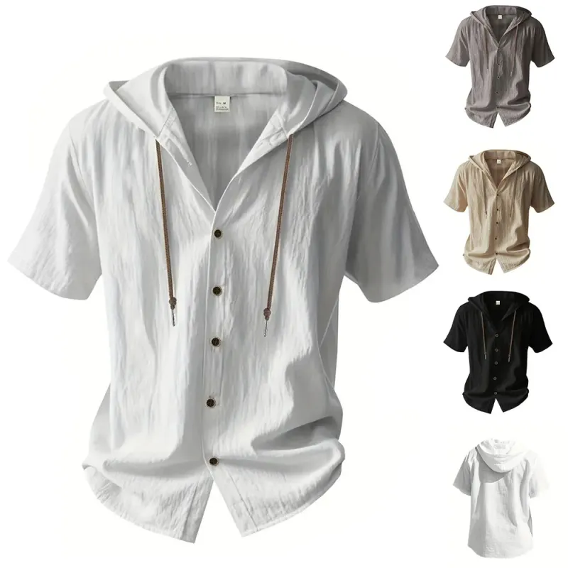 Cotton Linen Hooded Shirt 1
