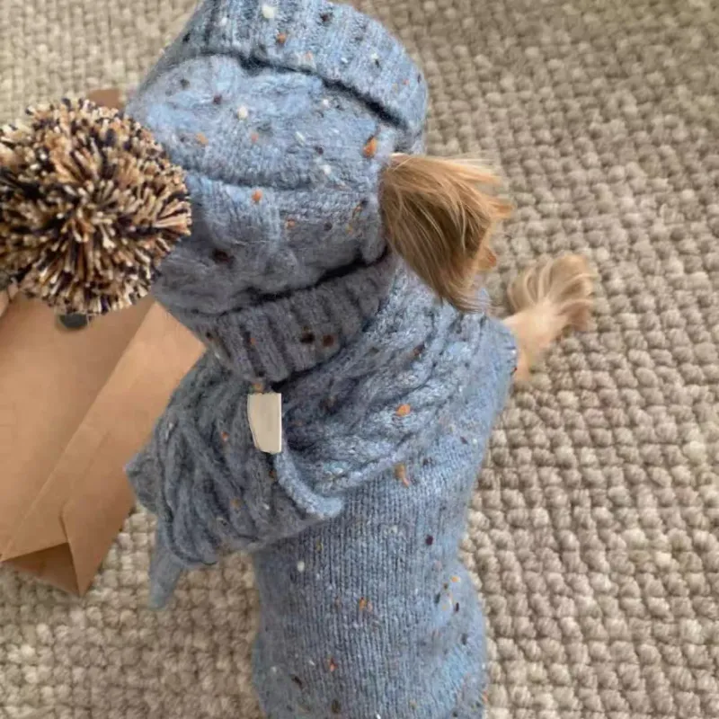 Pet Fleece Sweater Vest with Hat & Scarf Set 2