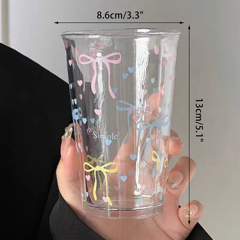 Cute Bow Striped Cartoon Glass Cup 4